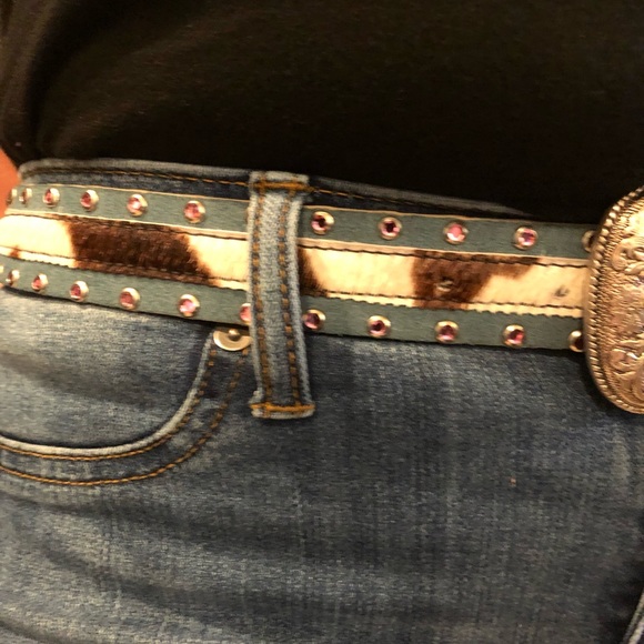 LEATHEROCK Vintage leather and cowhide belt